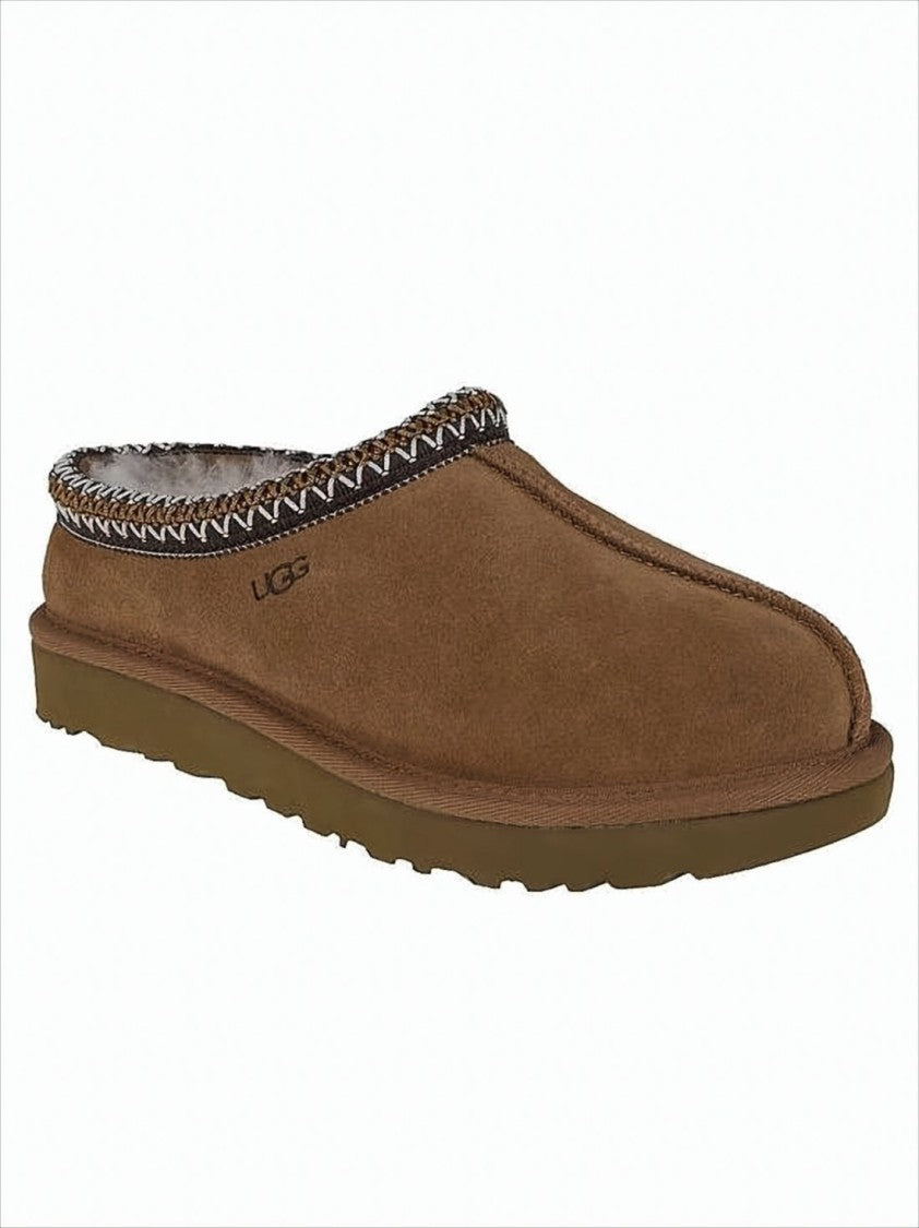Ugg Brown Suede Mule With Decorative Stitching