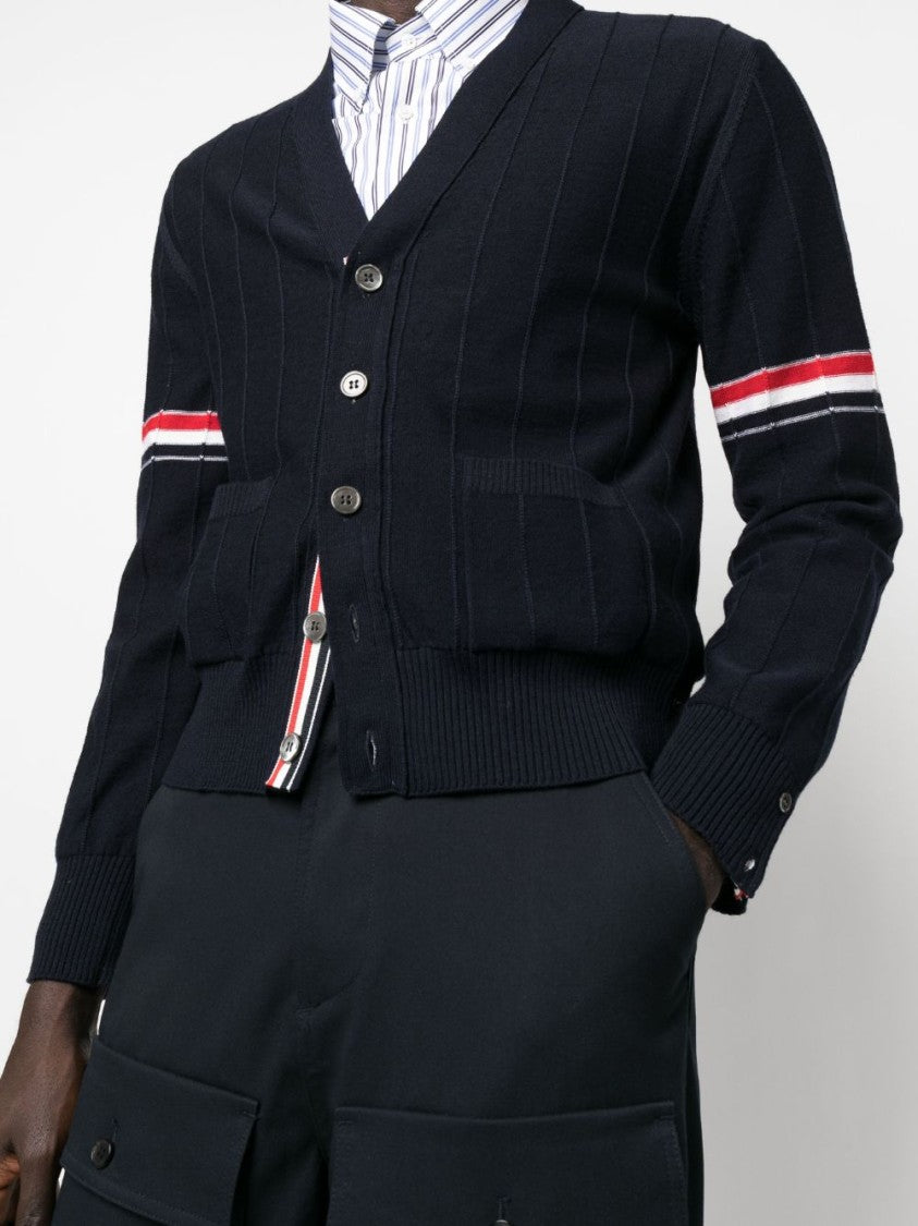Thom Browne Stripe V-Neck Cardigan