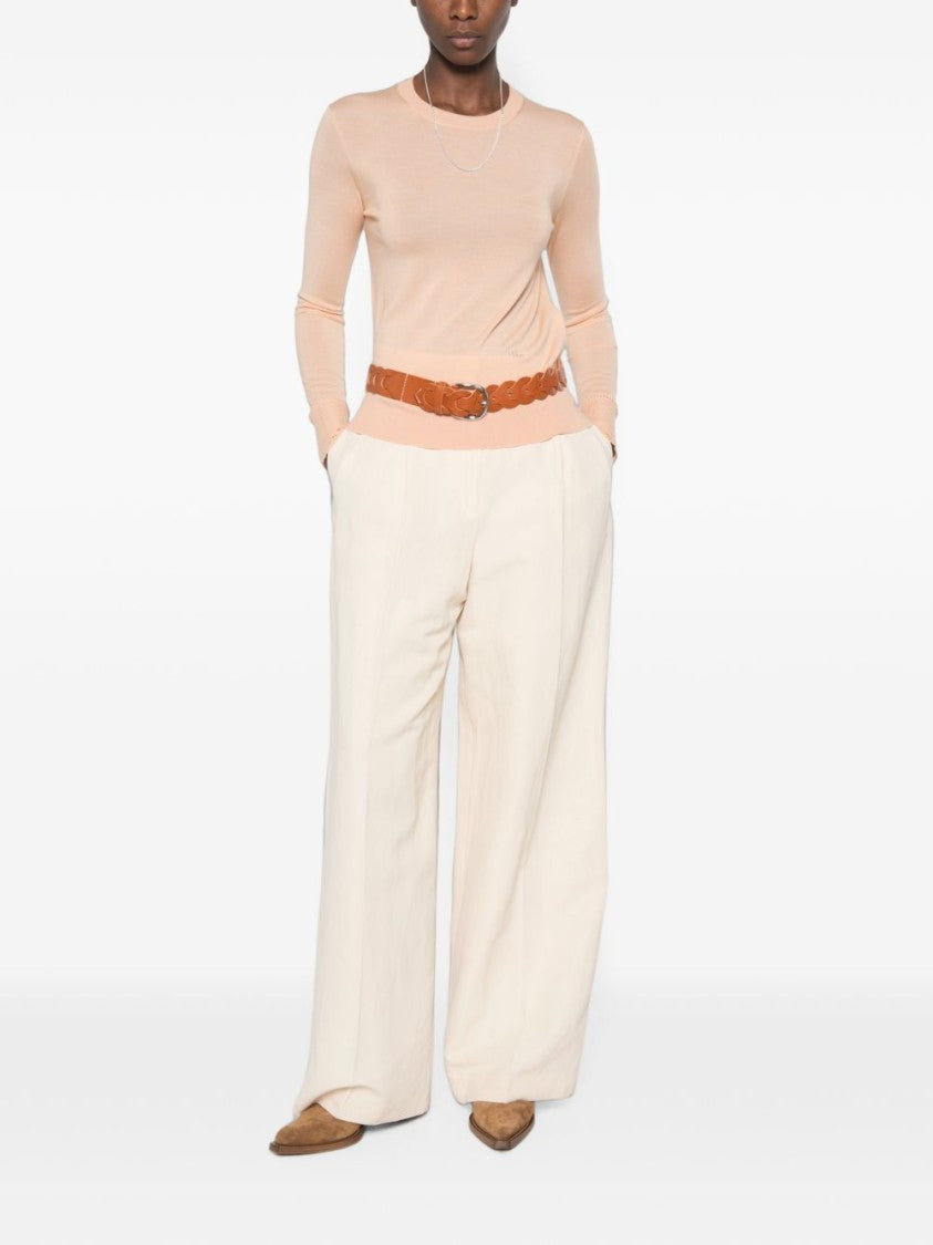 Chloé Grey Lightweight Ribbed Round Neck Sweater