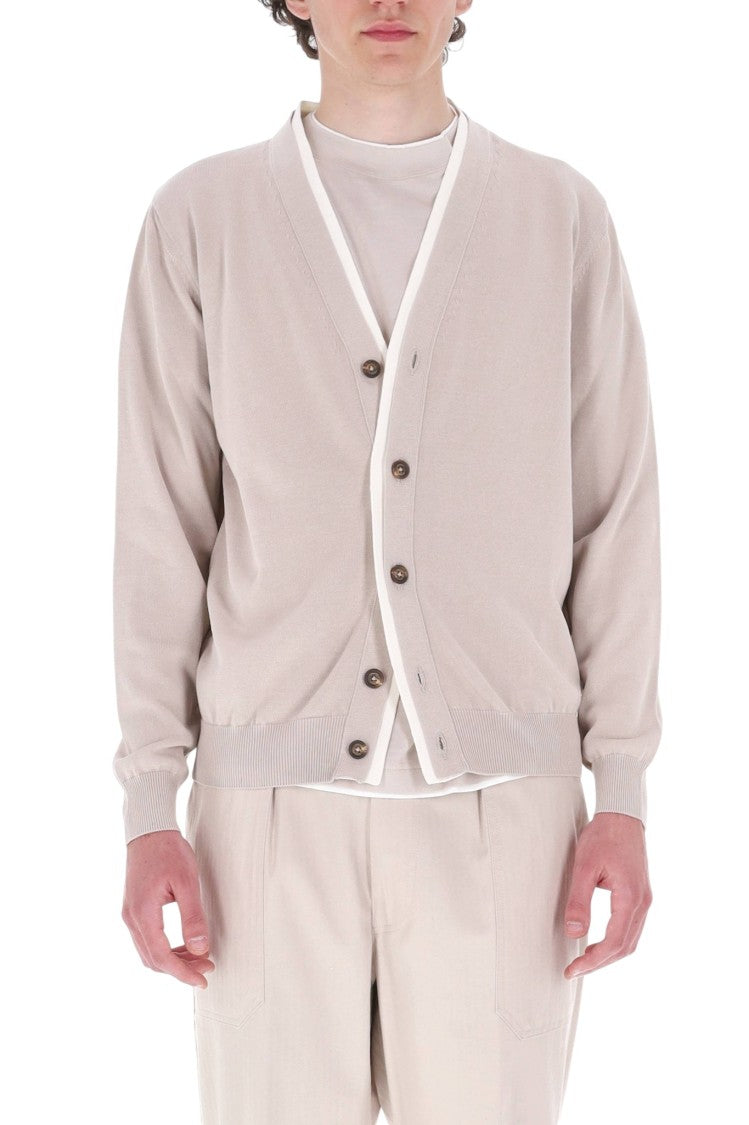 Eleventy Contrast Trim Pure Cotton Cardigan