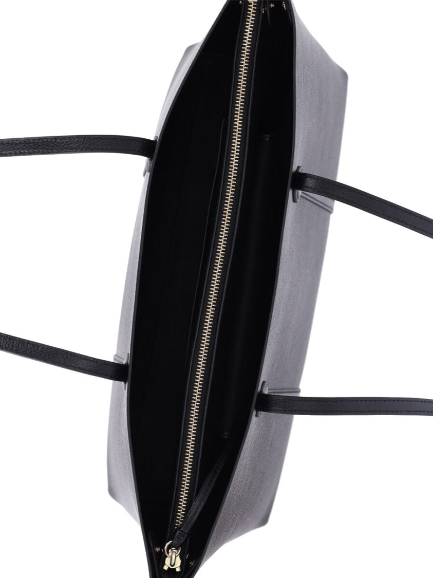Tory Burch Smooth Black Calf Leather Tote Bag