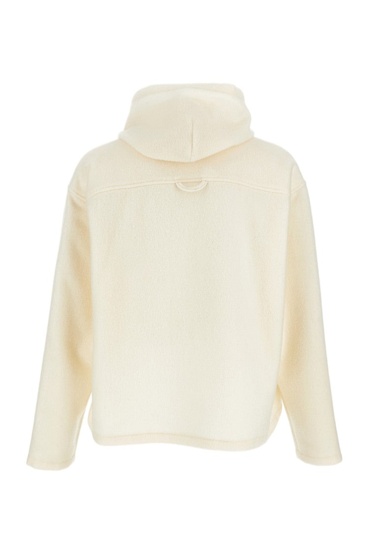 Rier Textured Wool Hoodie With Kangaroo Pocket And Elasticated Details