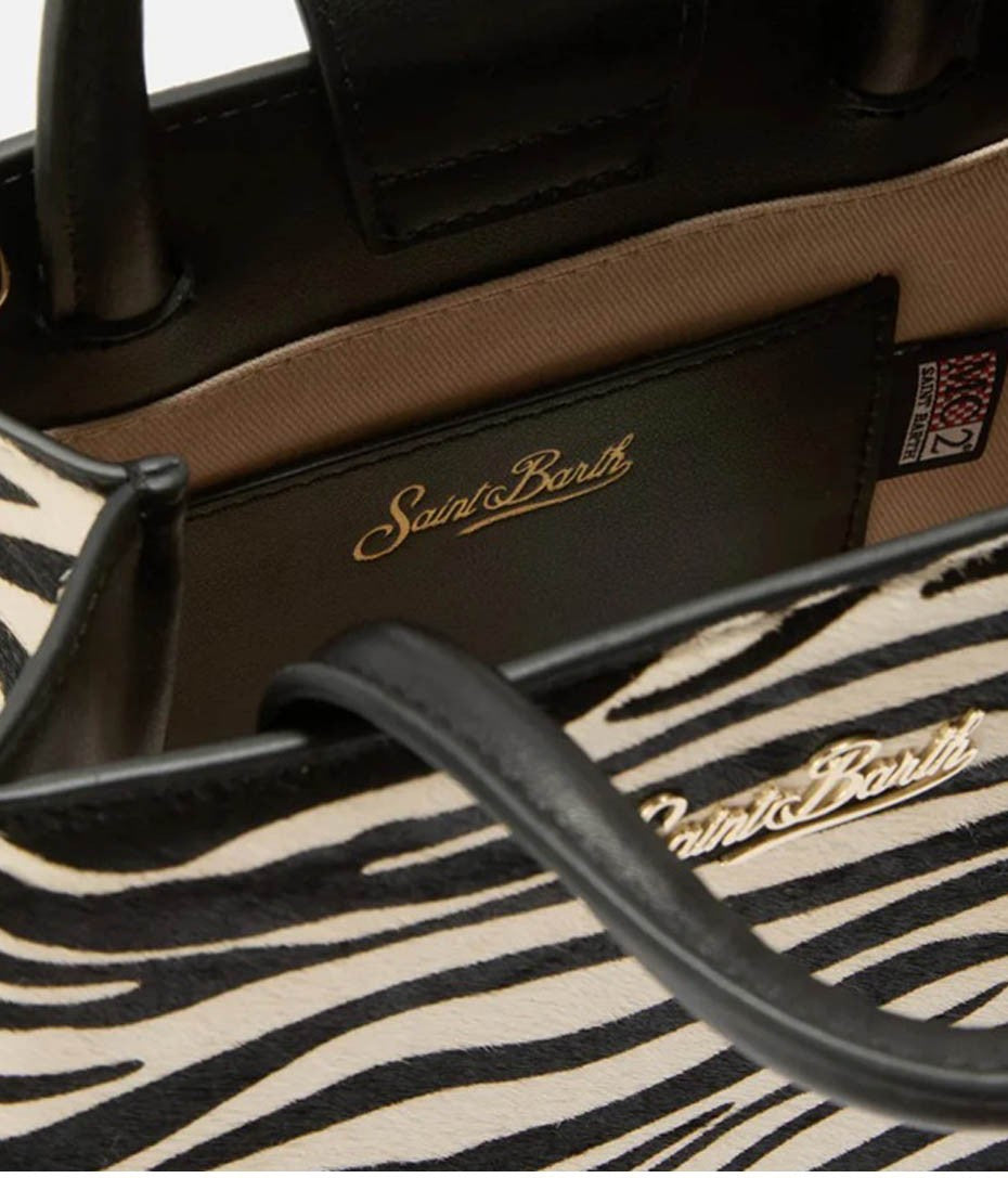 Mc2 Saint Barth Compact Zebra Print Mini Shop Bag