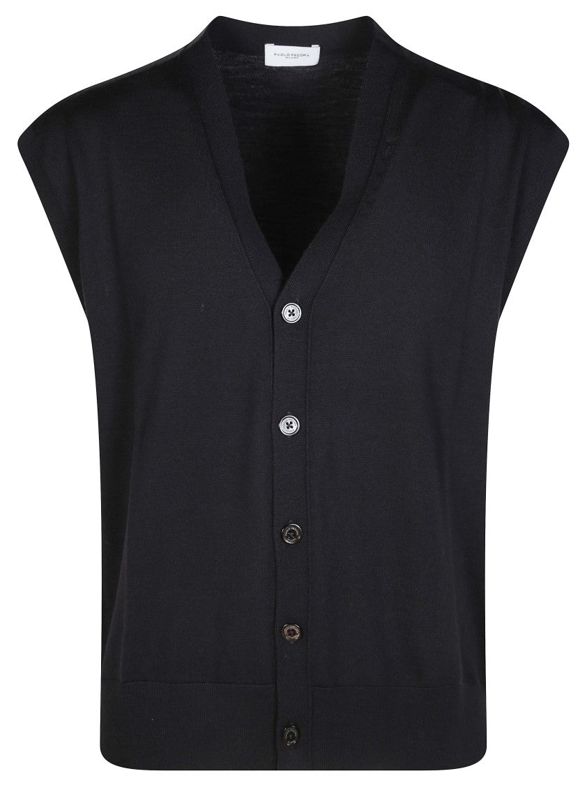 Paolo Pecora V-Neck Button-Down Knit Vest