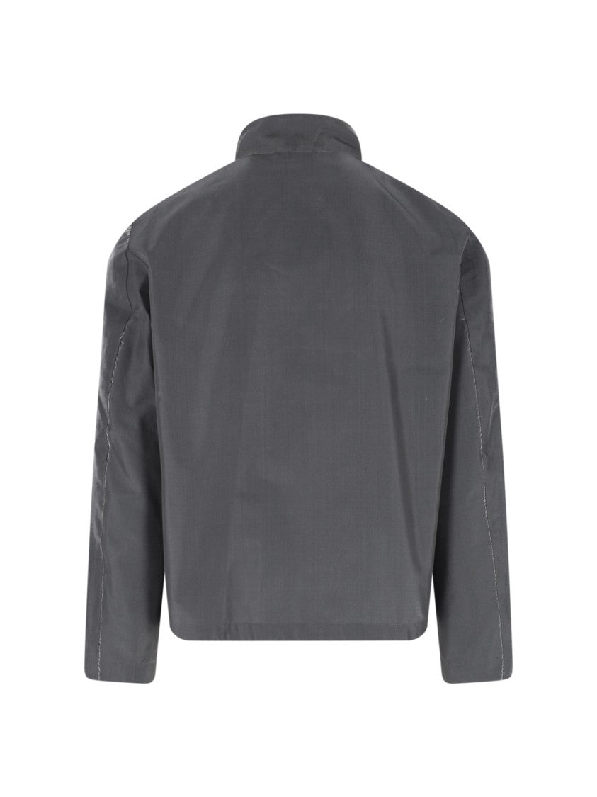 Berner Kuhl Grey Field Silk-Blend High Collar Jacket