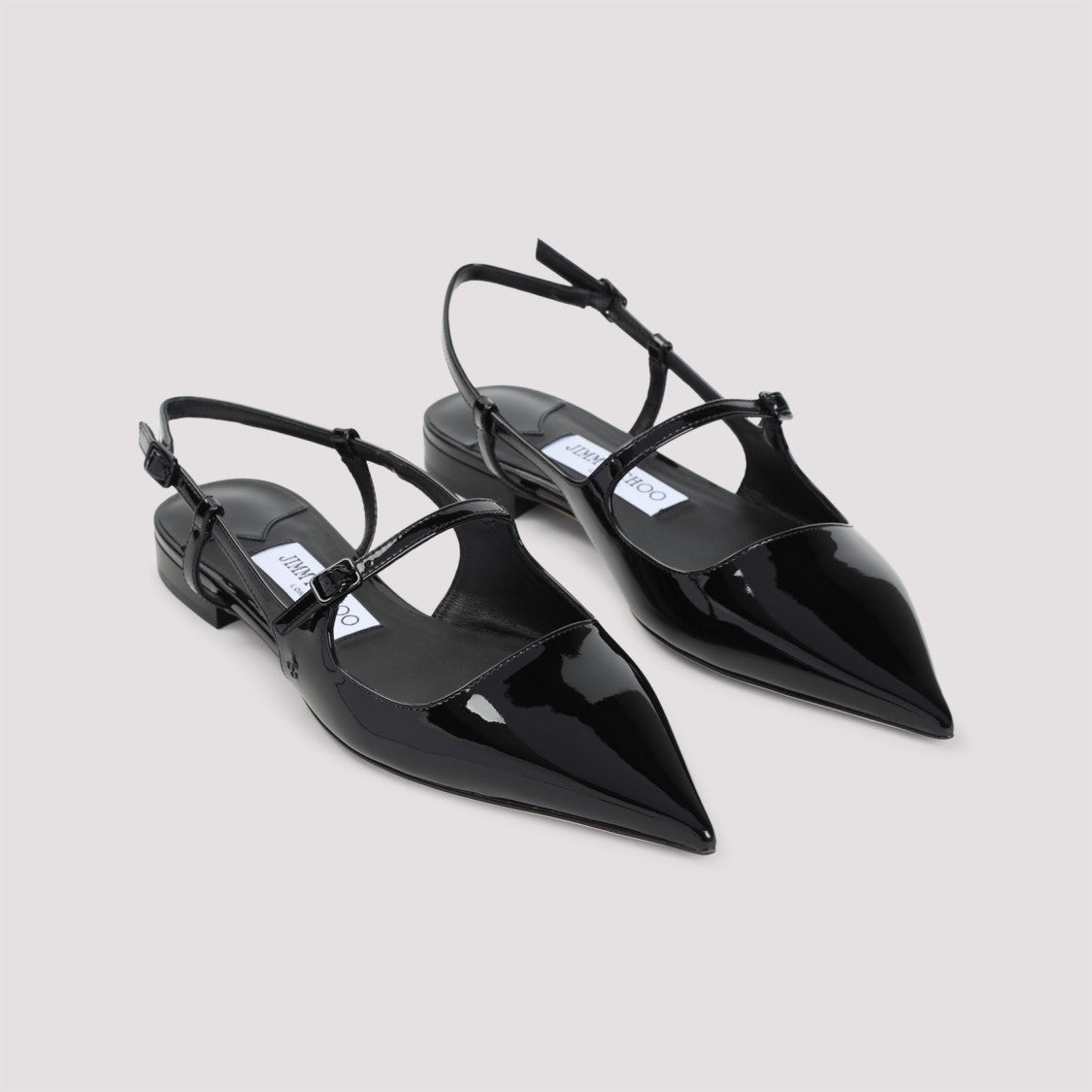 Jimmy Choo Black Patent Leather Slingback Slippers