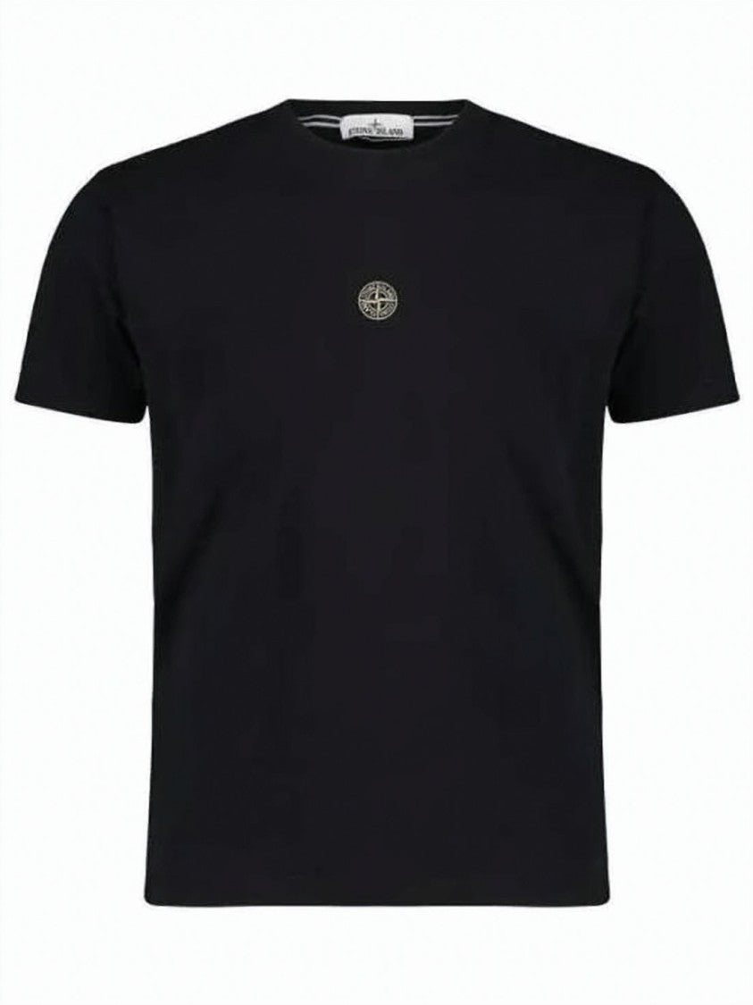 Stone Island Black T-Shirt With Round Emblem