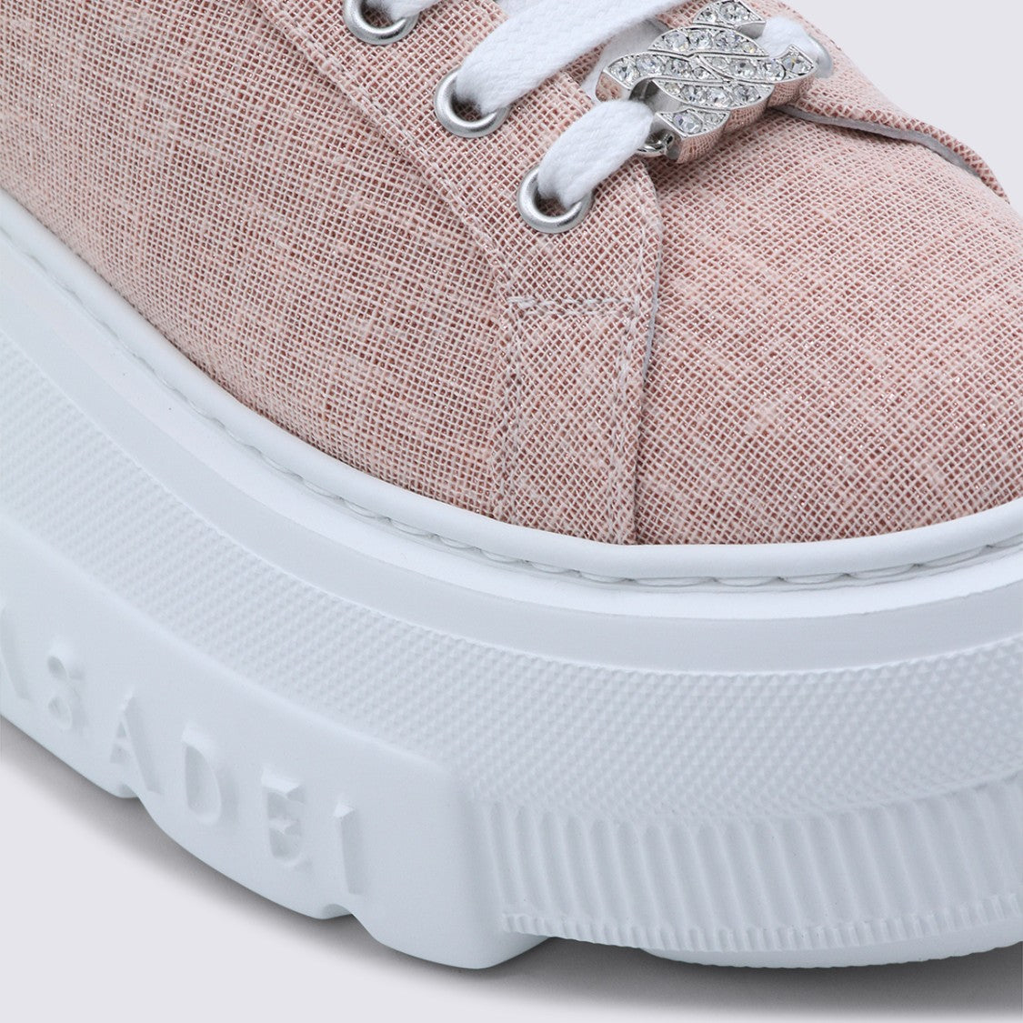 Casadei Textured Pink Nexus Solar Eclipse Sneakers With Rhinestone Detail