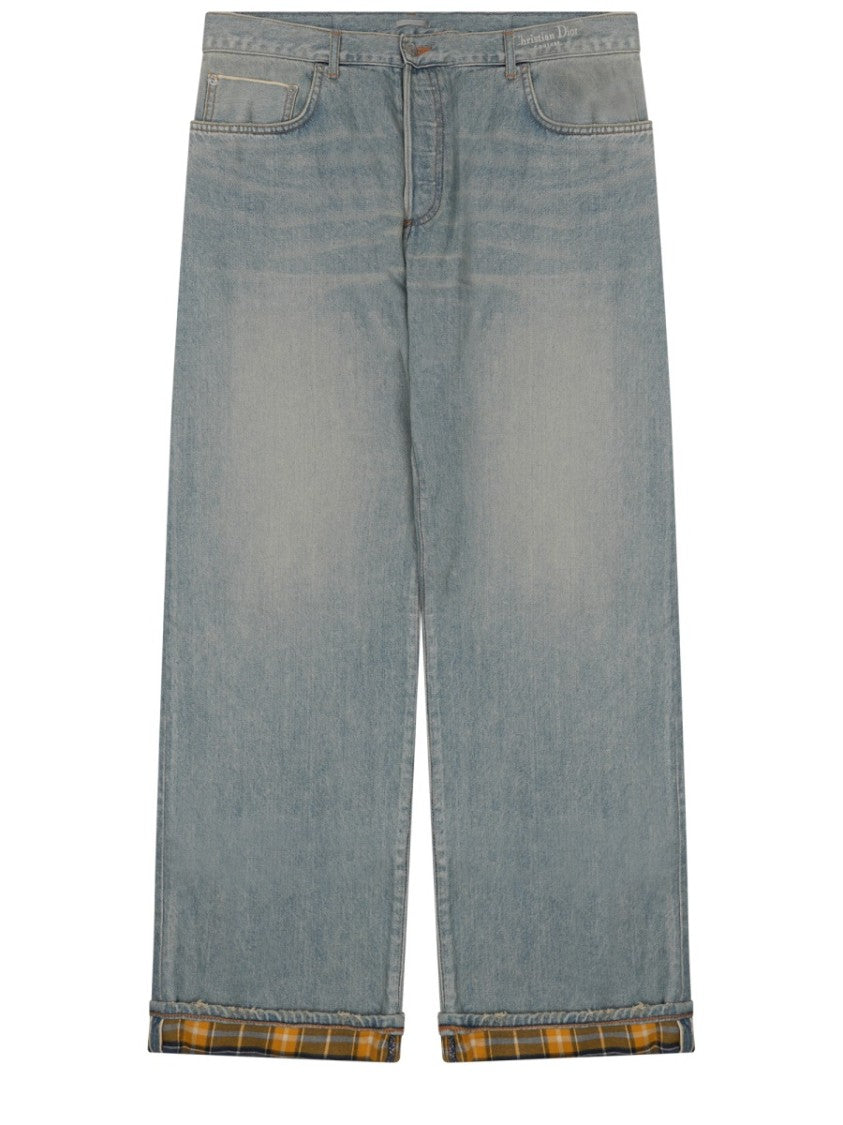 Dior Relaxed Fit Straight-Leg Jeans With Contrasting Plaid Lining