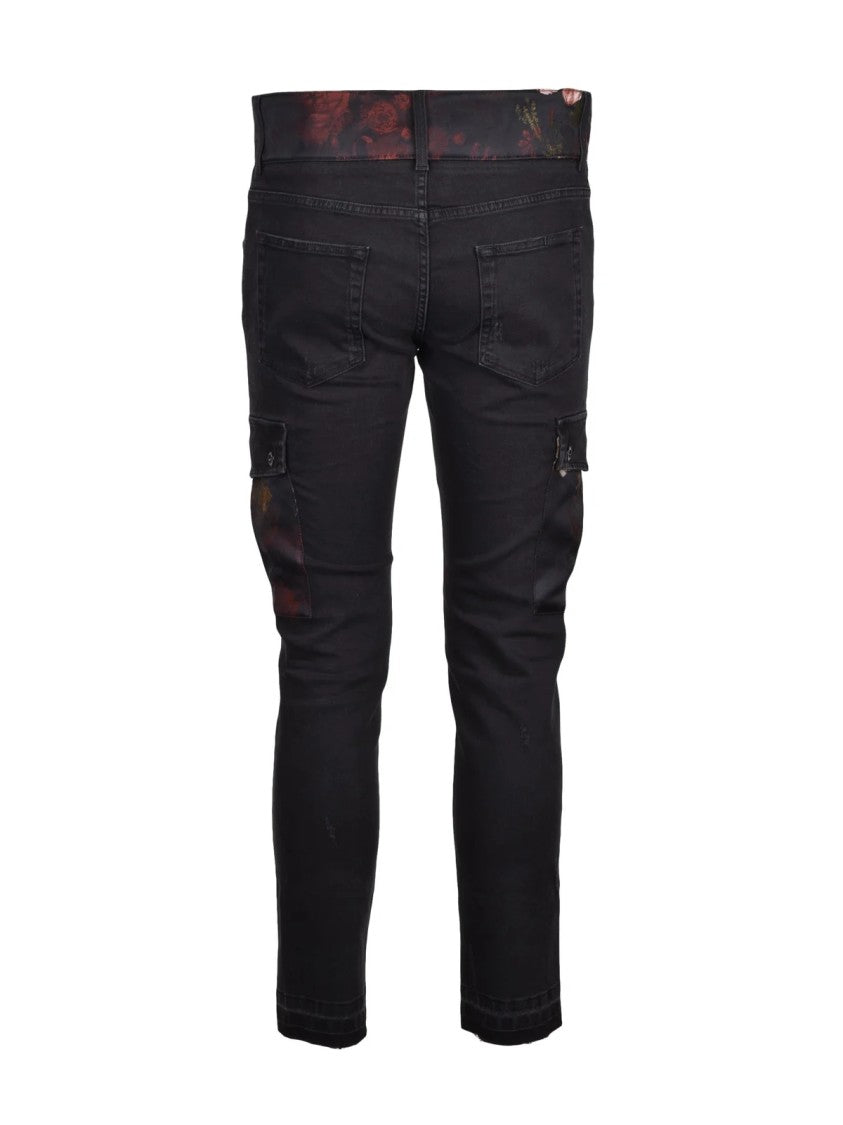 Dolce & Gabbana Black Patchwork Skinny Stretch Cotton Jeans