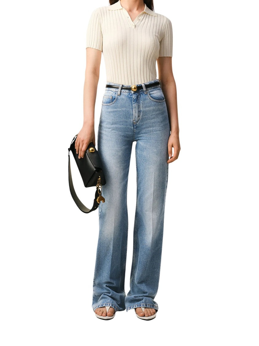 Ami Paris Blue High-Waist Flare Denim Jeans