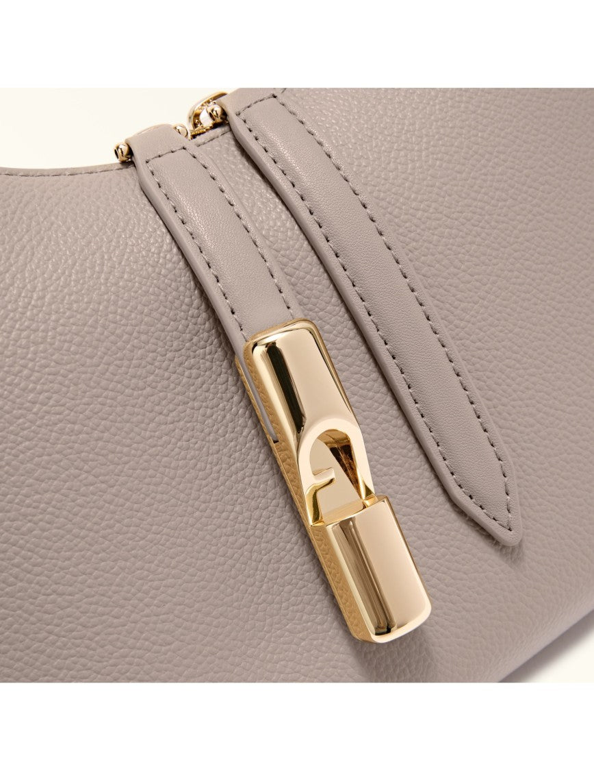 Furla Drop S Linen Leather Shoulder Bag