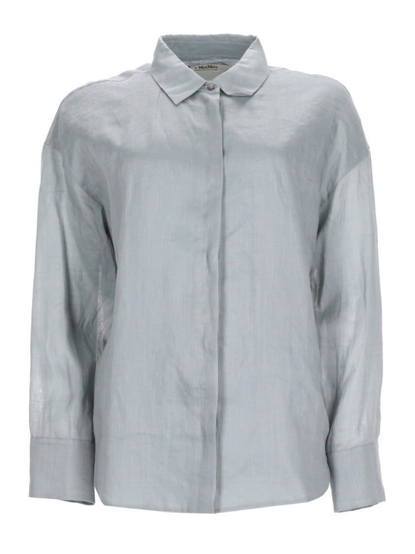 Max Mara Abbraccio Comfort Fit Grey Ramie Shirt