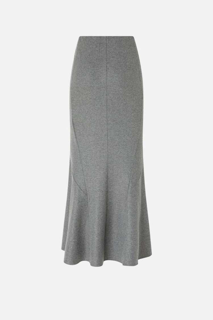 Pinko Grey Flared Hem Vertical Insert Polyester-Blend Maxi Skirt