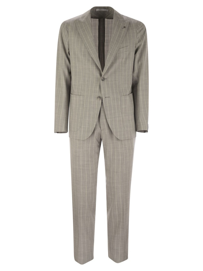 Tagliatore Pinstripe Suit In Wool And Silk
