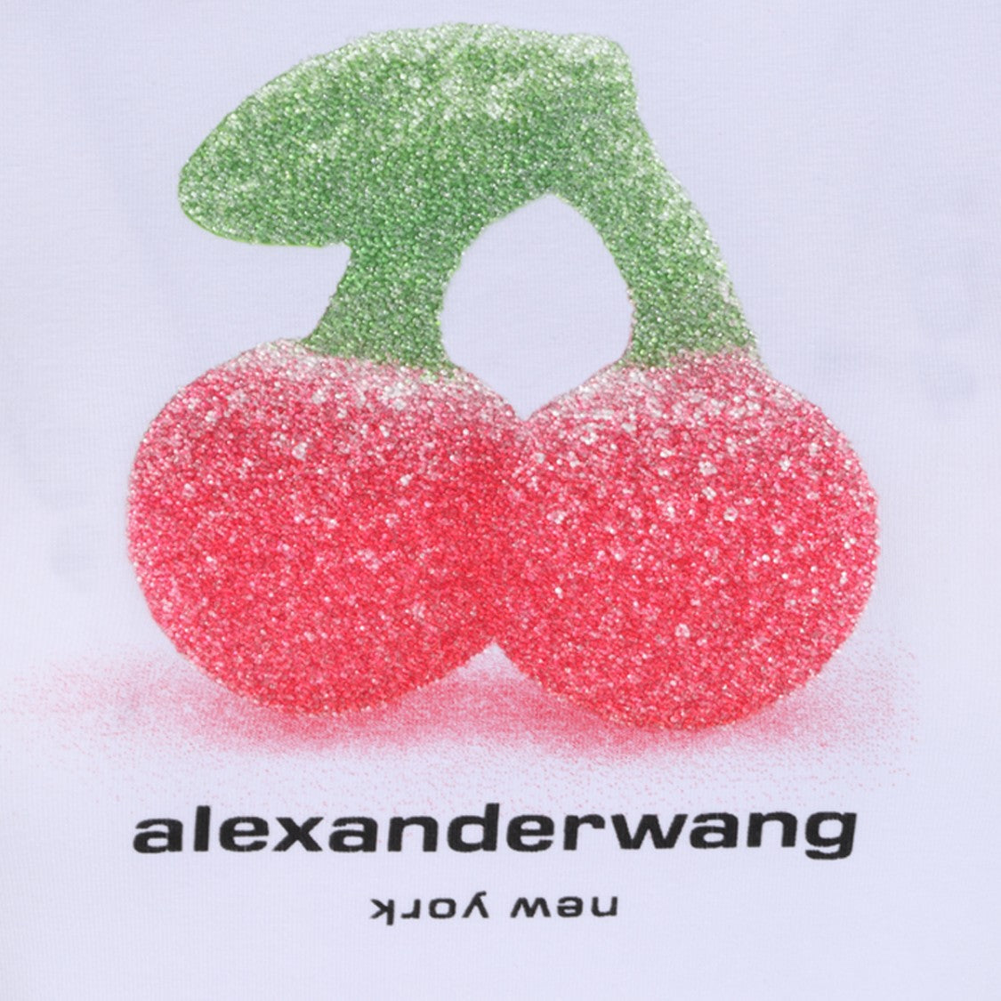 Alexander Wang White Glittery Cherry Fitted T-Shirt