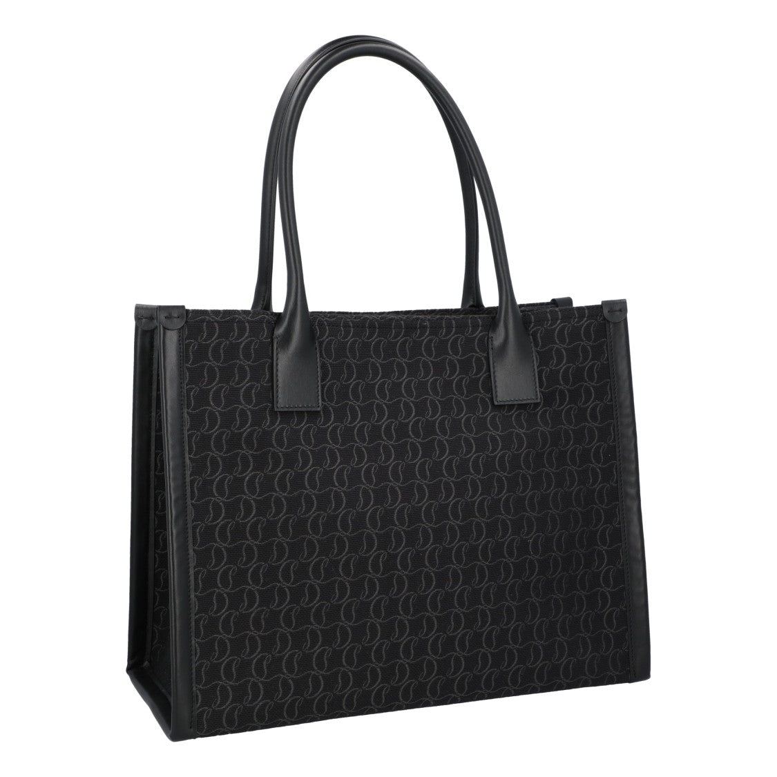 Christian Louboutin Structured Black Leather And Cotton Tote Bag