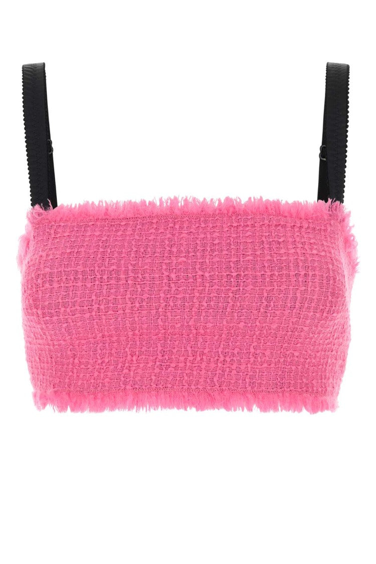 Dolce & Gabbana Fuchsia Tweed Crop-Top