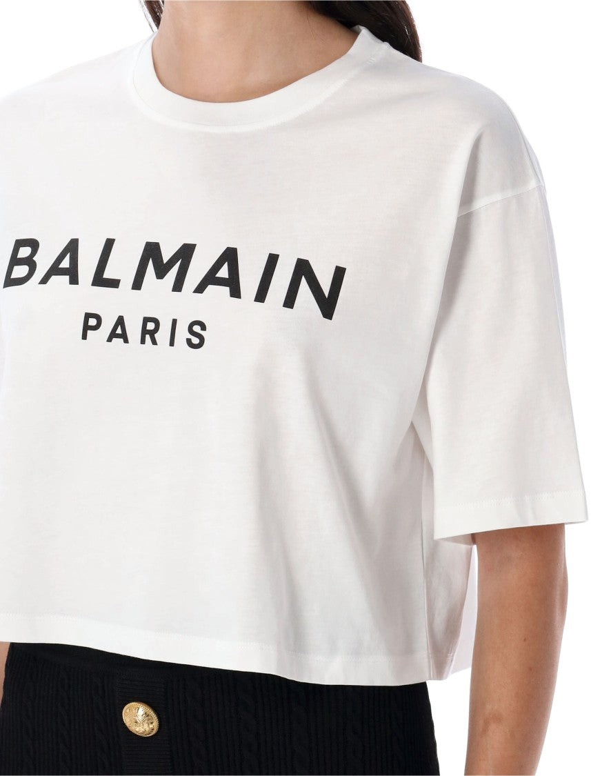 Balmain Cropped Logo Tee