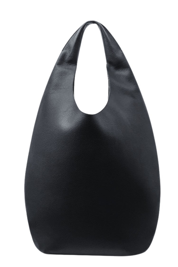 A.P.C. Black Le Neige Gold Embossed Logo Cowhide Leather Tote Bag