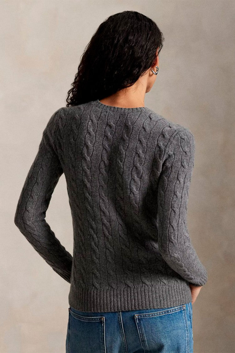 Polo Ralph Lauren Grey Wool-Cashmere Blend Cable-Knit Sweater