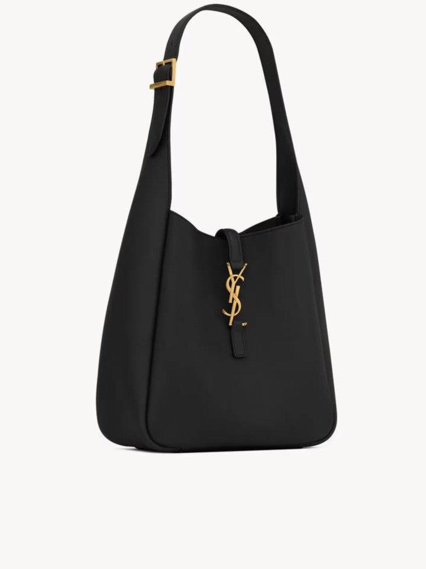 Saint Laurent Le 5A7 S Structured Black Leather Shoulder Bag