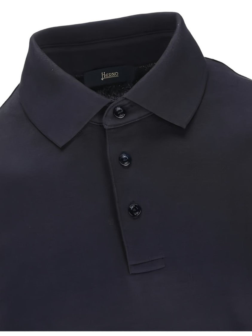 Herno Blue Button Short-Sleeve Polo Shirt