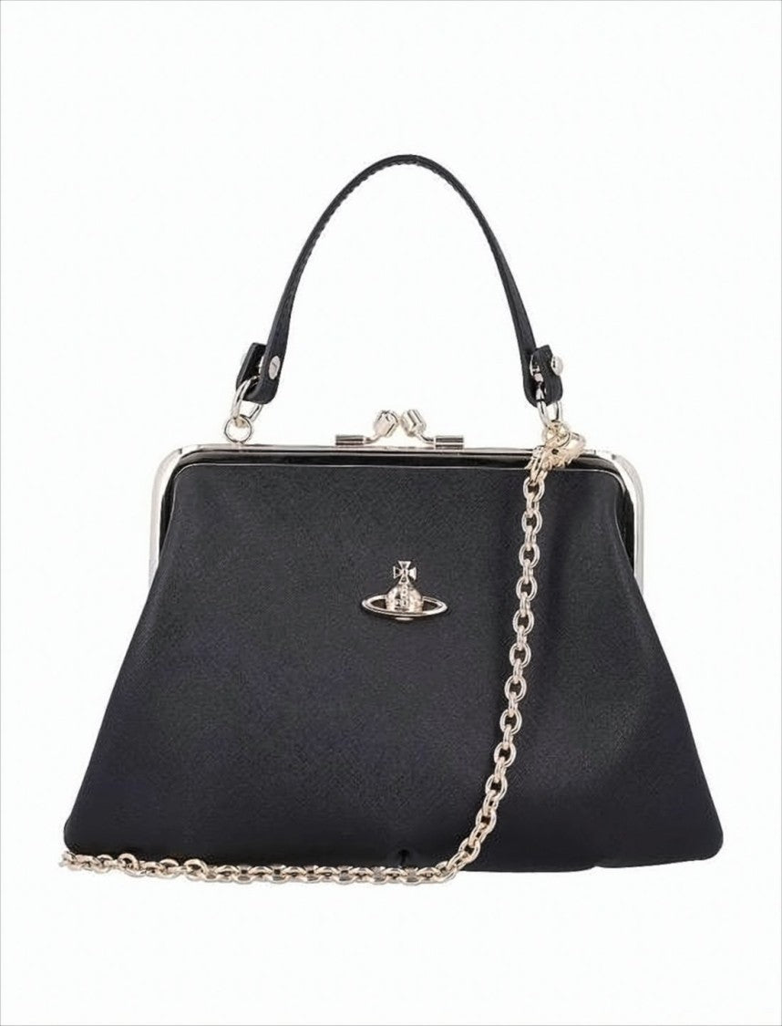 Vivienne Westwood Textured Synthetic Leather Crossbody Bag With Gold-Tone Accents