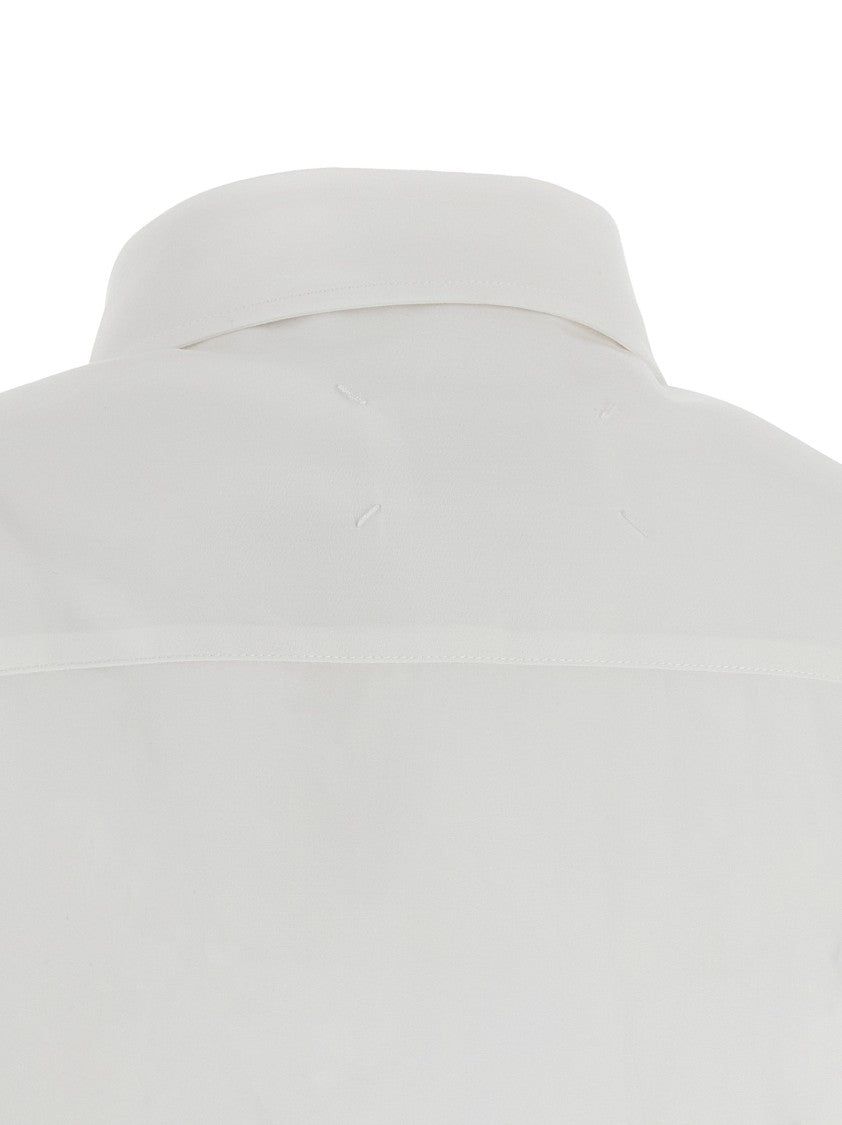 Maison Margiela Short-Sleeved Cotton Poplin Shirt With Asymmetric Hem And Four Stitches