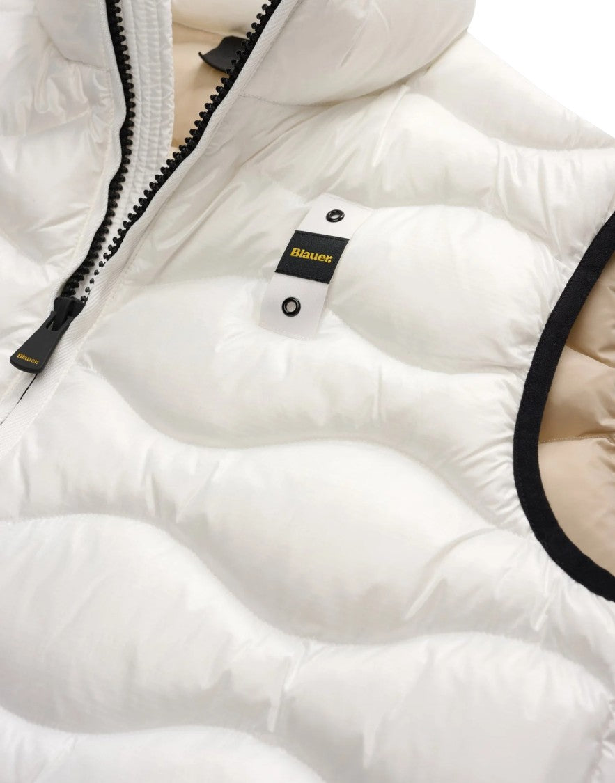 Blauer White Micro-Rip Nylon Padded Vest