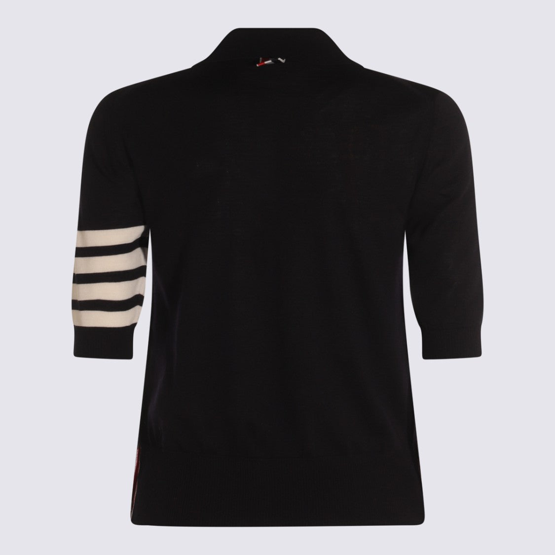 Thom Browne Polo Collar Knit Sweater With Tailored Fit And Striped Detail