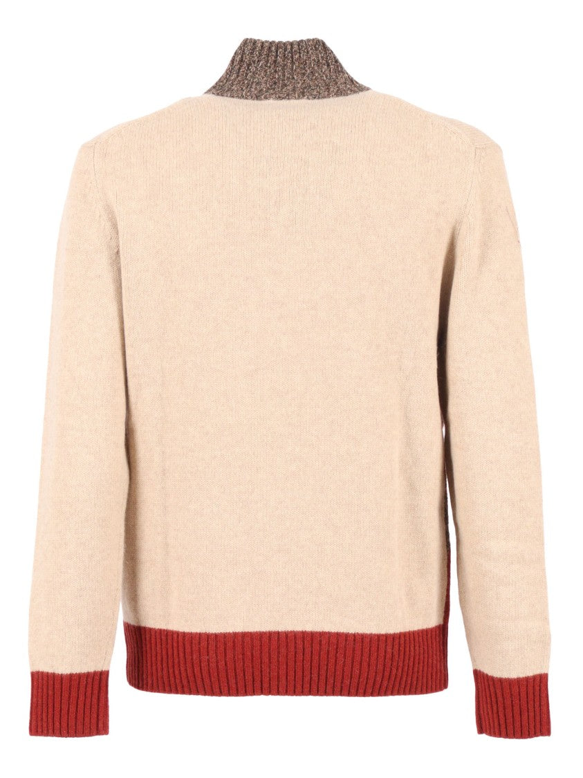 Ballantyne High Ribbed Turtleneck Pullover With Button Detail