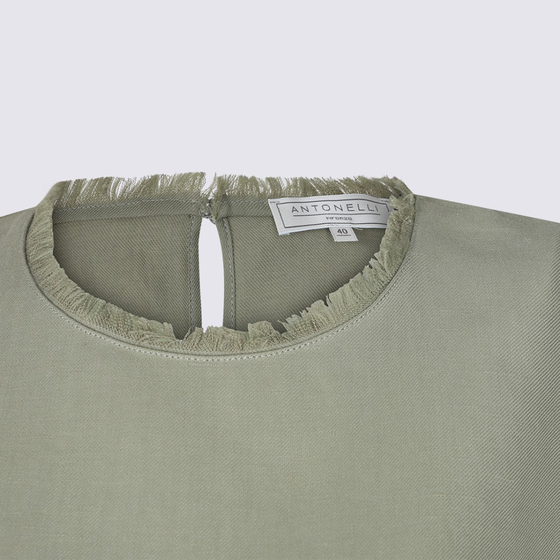 Antonelli Firenze Fringe-Detail Sleeveless Top In Muted Sage Green