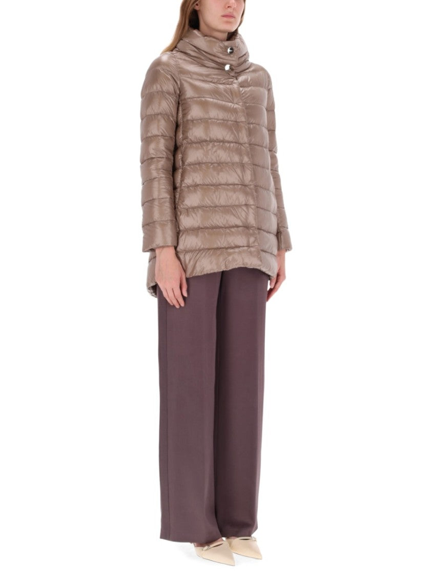 Herno Lightweight Quilted Jacket With High Collar And Flared Hem