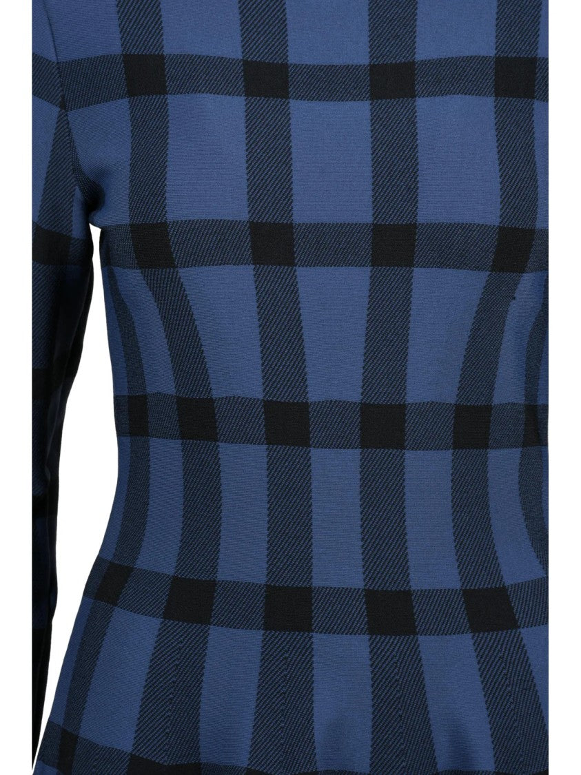 Valenti Blue Flared Viscose-Blend Stretch Midi Dress