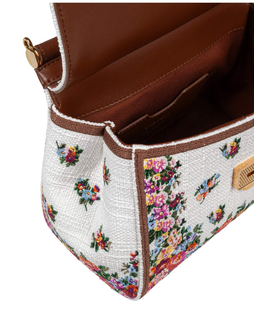 Dolce & Gabbana Small Sicily Leather & Embroidered Bag
