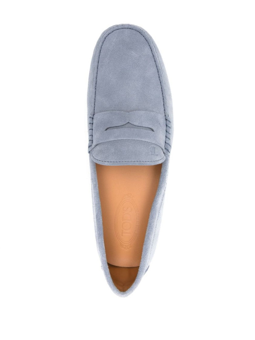 Tod's Blue Suede Slip-On Loafers
