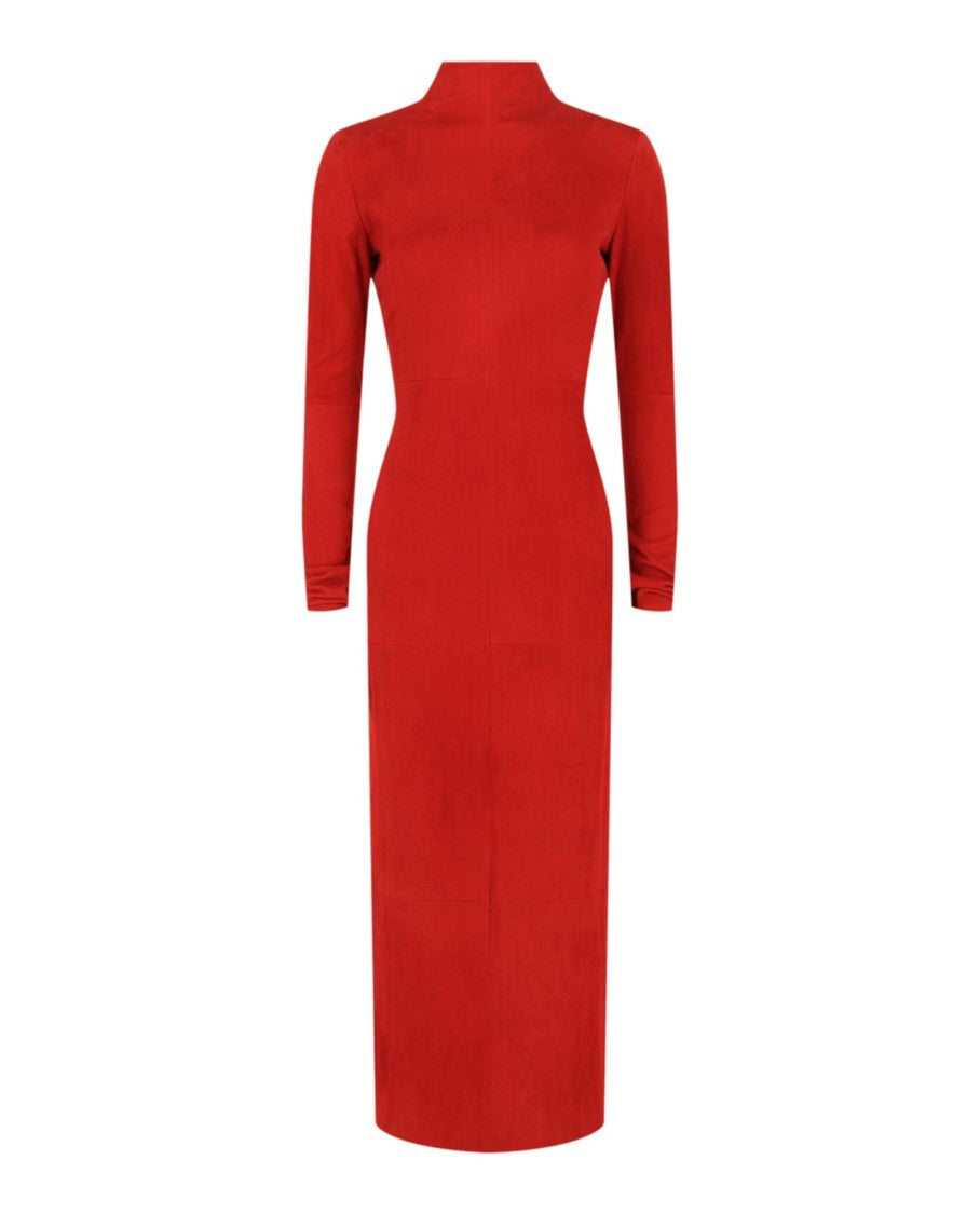 Ferragamo Backless Suede Dress 44 / Red