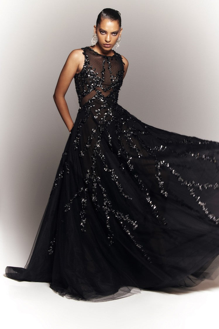 Saiid Kobeisy Tulle Dress With Beading