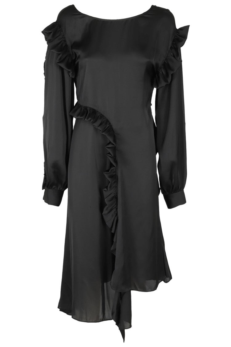 Remain Black Light Satin Draped Dress
