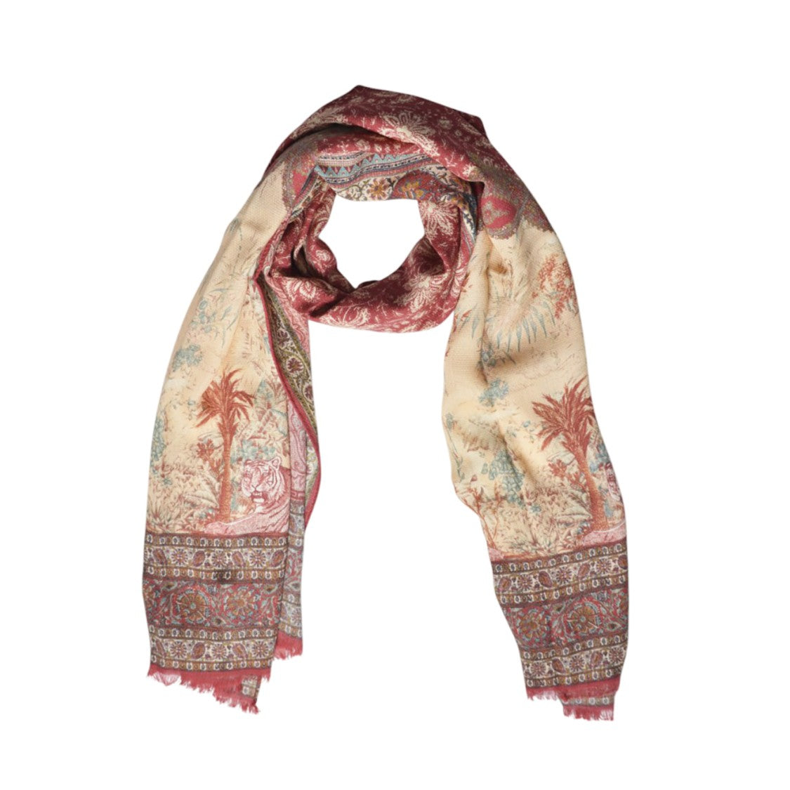 Etro Red Patterned Wool And Silk Scarf