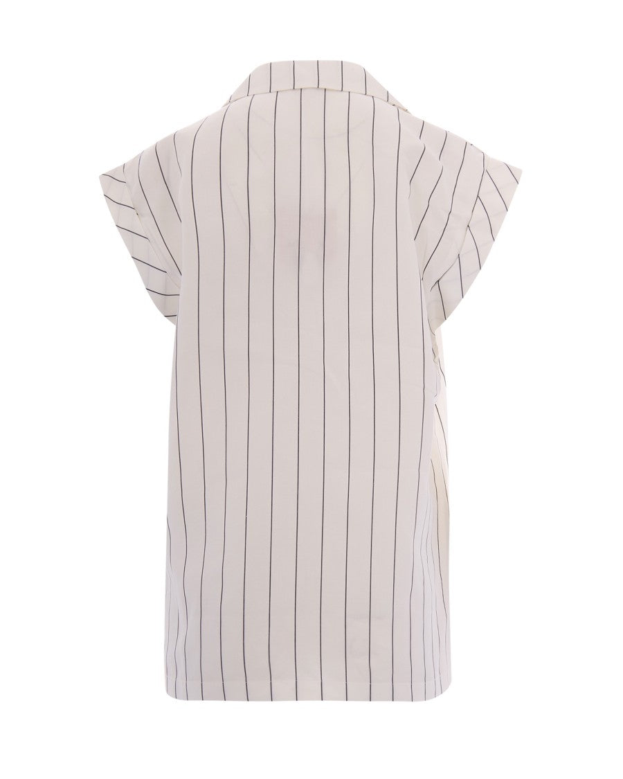Liu Jo Sleeveless Pinstripe Vest With Classic Notch Lapel