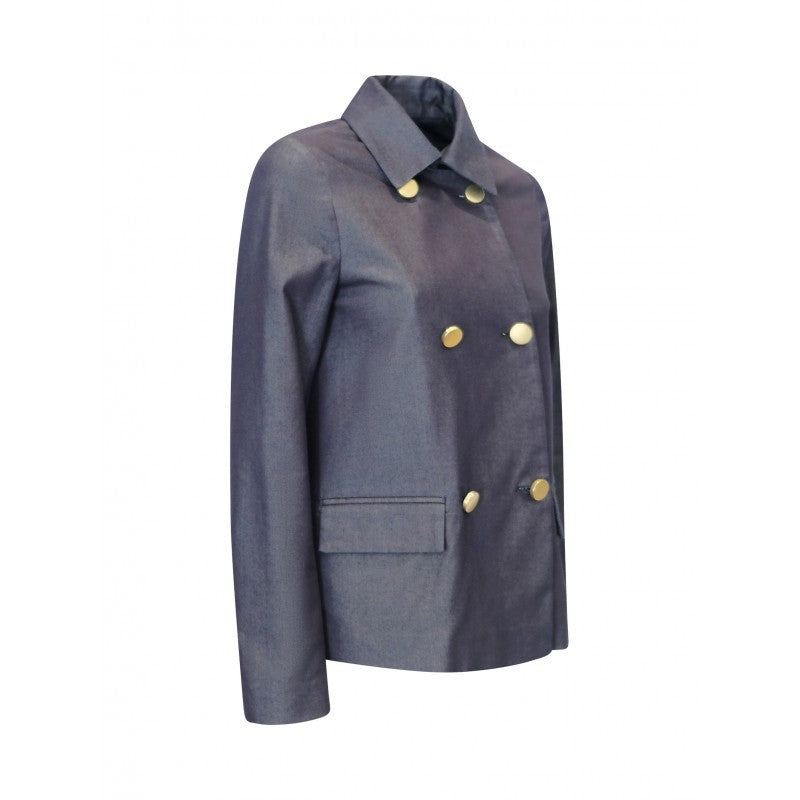 The One Navy Cotton Double-Breasted Coat