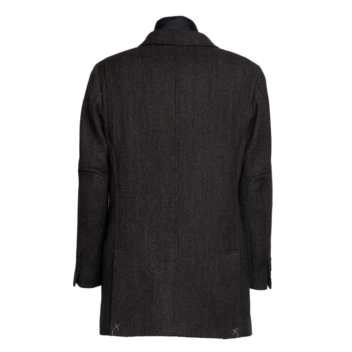 Fay Driving Double Coat In Diagonal Wool