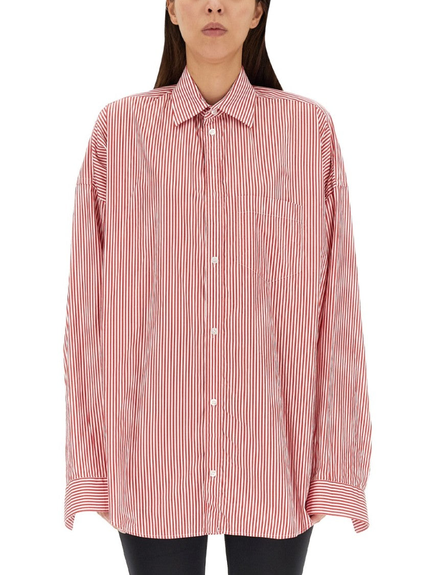 Balenciaga Minimalist White Oversized Shirt With Iconic Logo