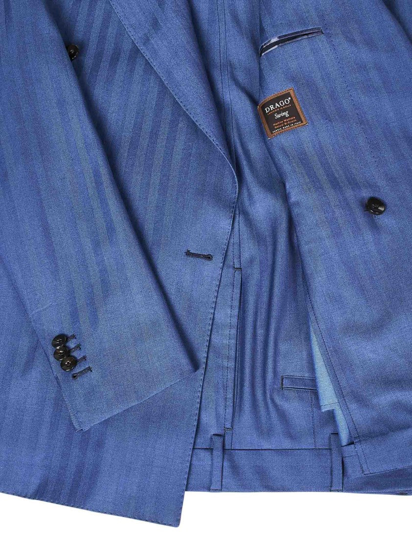 Franzese Collection Double-Breasted Royal Blue Herringbone Suit