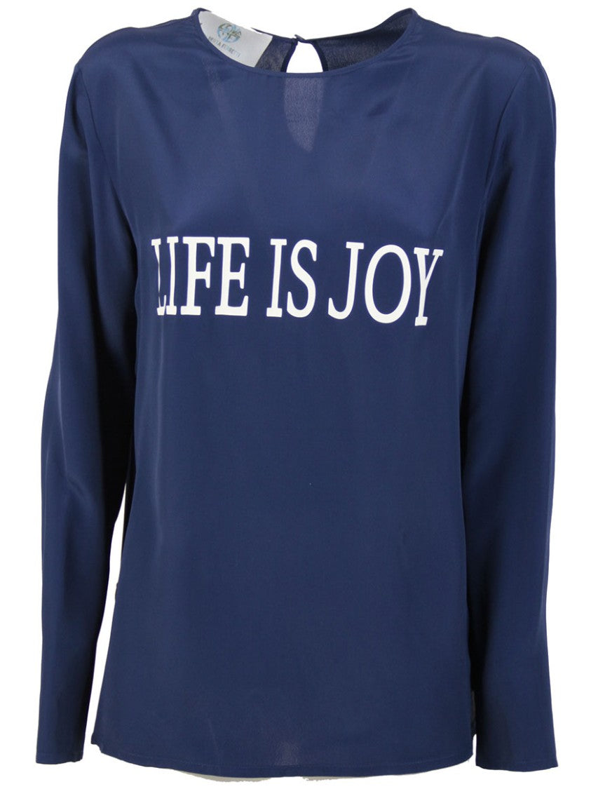 Alberta Ferretti Long-Sleeved Blouse With Keyhole Closure And Graphic Print