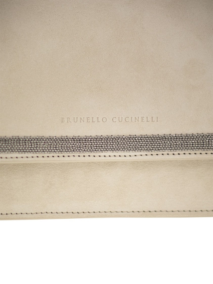 Brunello Cucinelli Suede Bag With Precious Contour