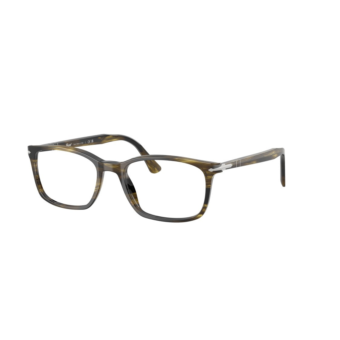 Persol 0Po3189v Rectangular Tortoiseshell Eyeglasses With Silver Accent
