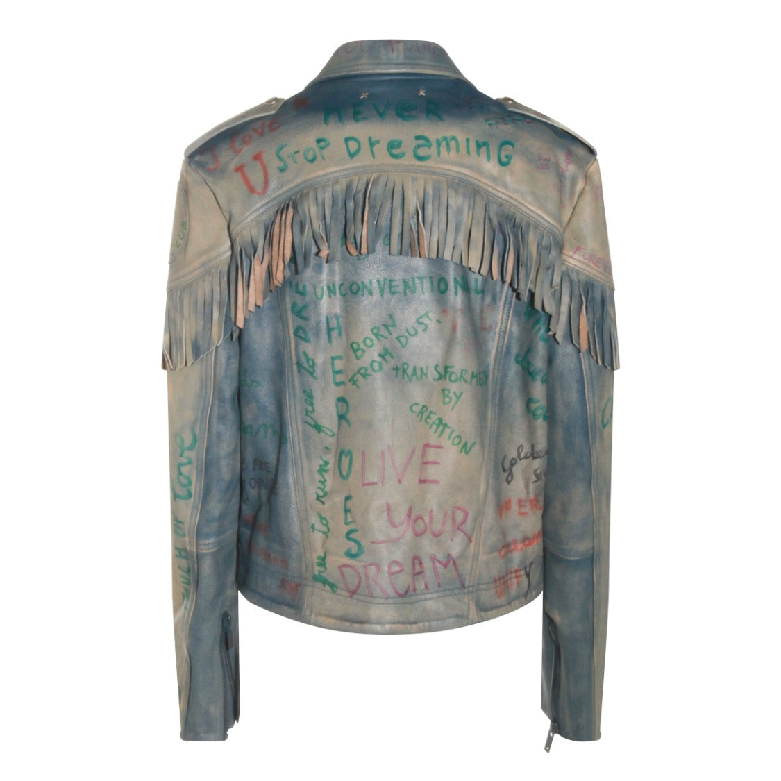Golden Goose Light Blue Leather Jacket